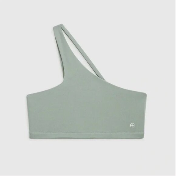 Anine Bing Sports Bra Jules Asymmetrical Design Artichoke Green XS - Picture 1 of 9